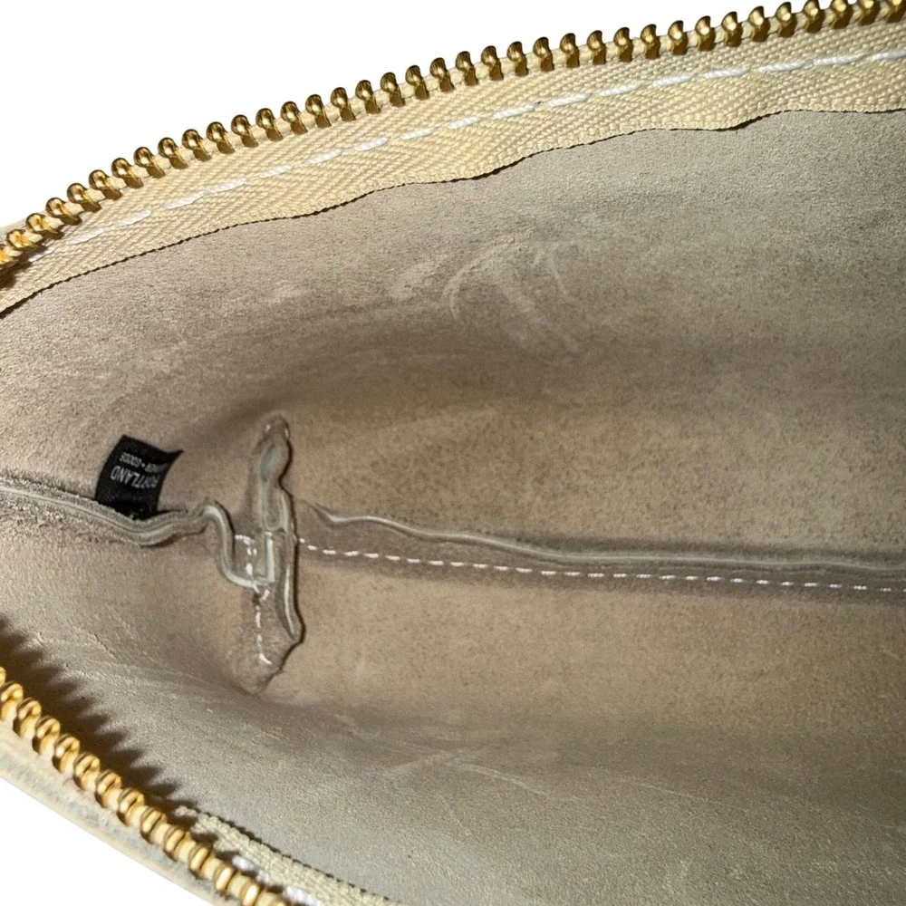 Portland Leather Goods Gray Utility Bag Full Grain Leather Cosmetic Pouch NWT